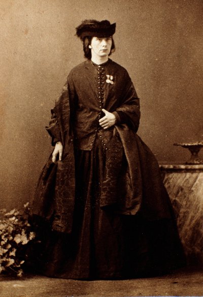 Risorgimento: "" Porträtt av den engelska författaren Jessie White Mario (1832-1906), sjuksköterska under kampanjerna av Giuseppe Garibaldi, fru till den italienske patrioten Alberto Mario"" Fotografi. Privat samling av Unknown artist