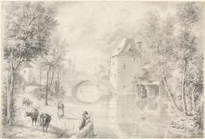 Vägen vid Gamla bron av Unknown artist