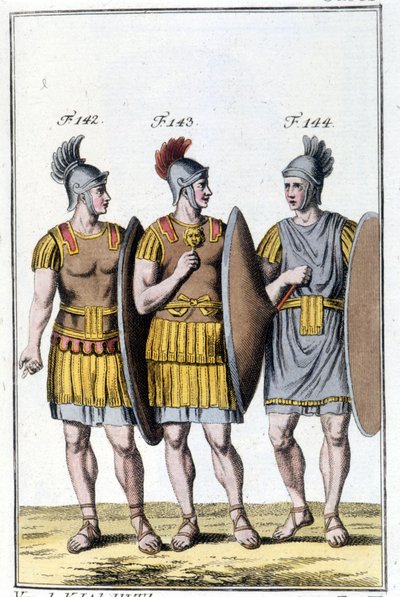 romerska legionärer. Gravyr från början av 1800-talet. av Unknown artist