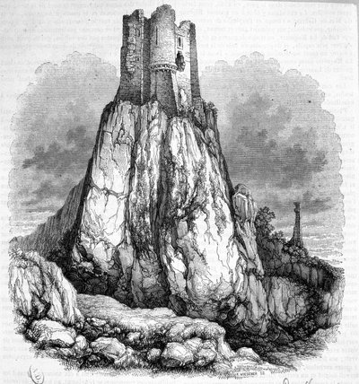 Ruinerna av slottet La Roquette - Gravyr av Unknown artist