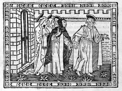 Sankt Peter ledd av handen Savonarola (Jerome Savonarola) (1452 - 1498) - i "" Compendium of Revelatione", inkunabel av 23/4/1496. av Unknown artist