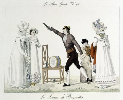 Saltimbanks: Spelaren av ätpinnar - i "" Den goda genren", deb. 1800-talet av Unknown artist