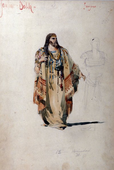 Samsondräkt för operan ""Samson och Dalila"" av Camille Saint Saens (Saint-Saens). 1877 av Unknown artist