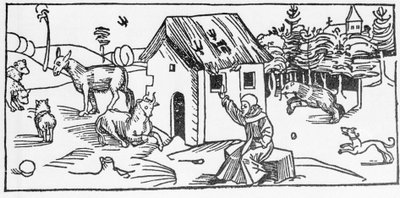 San Marinus. Gravyr ur "De heligas liv - sommardelen" (Helgonets bok) av Jacobus (James) från Voragine (1228-1298). Lübeck 1488. av Unknown artist