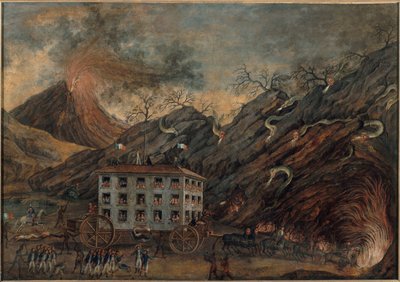 Satirisk allegori om en nedstigning i helvetet, mellan 1701 och 1800 (olja på duk) av Unknown artist