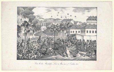 Scen vid Mariahilf-linjen till Wien av Unknown artist