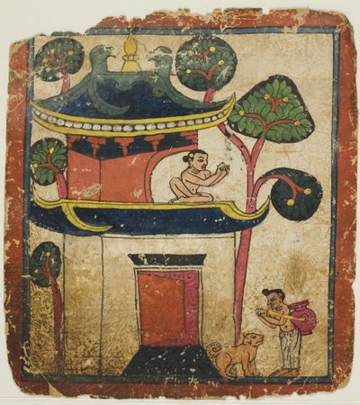 Scen från berättelsen om Buddha Ushnisha, från en uppsättning initieringskort (Tsakali) av Unknown artist