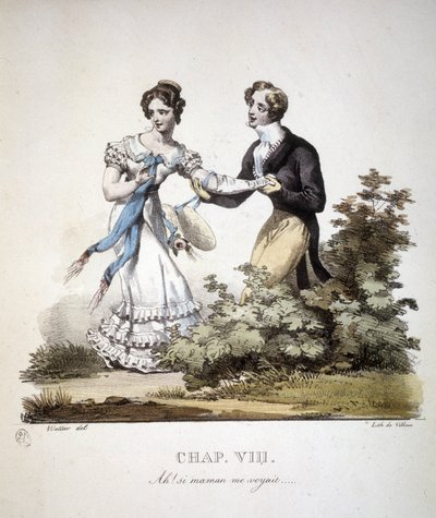 Scen av artig kärlek mellan två unga män. v. 1820. av Unknown artist