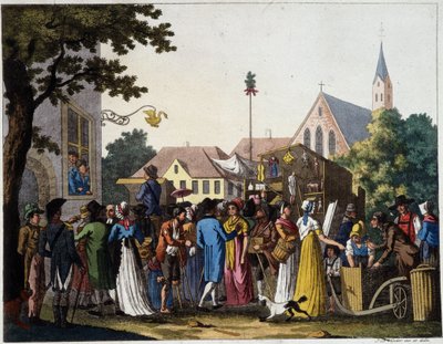 Scen för promenader på 1700-talet - gravyr av Unknown artist