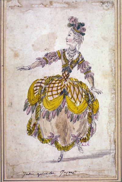 Scenografi: kostymteckning till operabaletten "Les Indes galantes"" av Jean Philippe (Jean-Philippe) Rameau (1683-1764) 1761. Akvarell. av Unknown artist