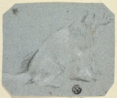 Sittande hund i profil av Unknown artist