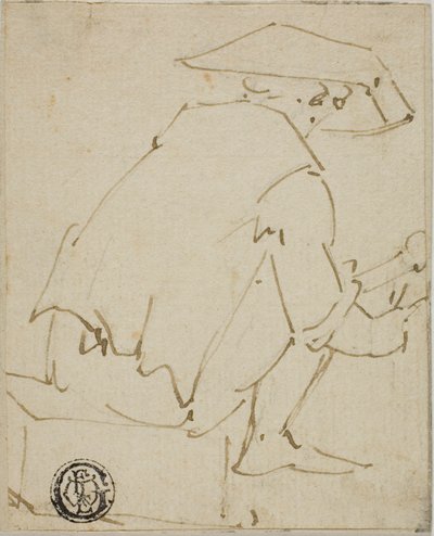 Sittande man sedd bakifrån av Unknown artist