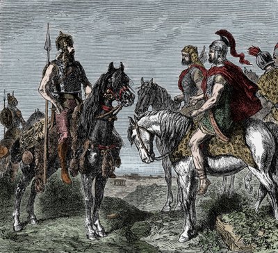 Andra puniska kriget: galler vägrar att resa sig till förmån för Hannibal - Andra puniska kriget (218-202 f.Kr.): galler vägrar att engagera sig med Hannibal Barca (247-181 f.Kr.) av Unknown artist