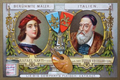 Serie av målningar av kända målare, Rafael Santi och Tiziano Vecellio, Italien av Unknown artist