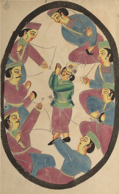 Sju hjältar eller krigare som dödar Abhimanya, Arjunas son av Unknown artist