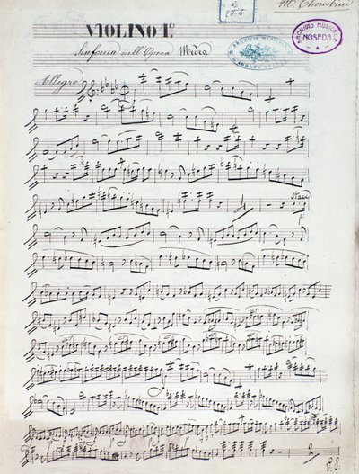 Noter för den första fiolen av Medea, opera av Luigi Cherubini av Unknown artist