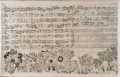 Noter till The Art of the Fugue, slutet av kontrapunkt 5, av Johann Sebastian Bach av Unknown artist