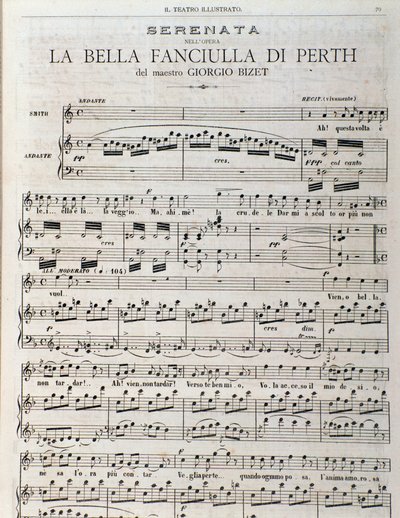 Notblad för ”The fair maid of Perth, opera av Georges Bizet av Unknown artist