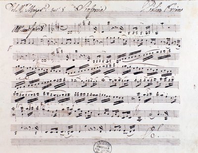 Notblad för första fiolen i symfoni nr. 7, av Mozart av Unknown artist