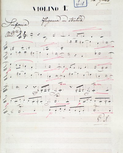 Notblad för första fiolen av Iphigenie en Aulide, opera av C. W. Gluck, ca 1774 av Unknown artist