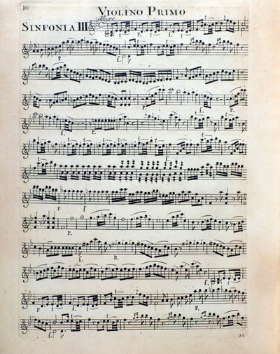 Notblad för violin av symfoni nr. 3 av Christian Cannabich av Unknown artist