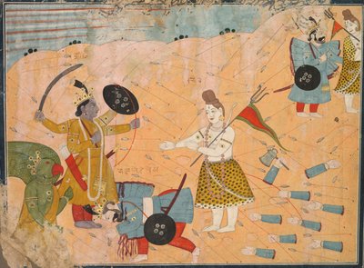 Shiva Interses för Vanasura: Skina från Aniruddha Usha-sektionen aa Krishna Leela av Unknown artist