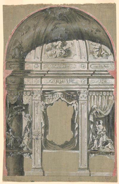 Sidokapell, med välgörenhetsfigurer, jungfrun och heliga av Unknown artist