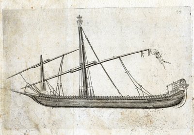 Sidovy av ett pentry. 1700-talsgravyr. av Unknown artist