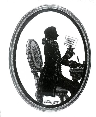 Siluett av kompositören Wolfgang Amadeus Mozart (1756 - 1791). av Unknown artist