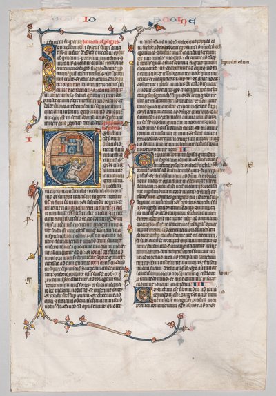 Single Leaf from a Bible: Initial E[t factum est] med Jonah Swallowed by the Whale av Unknown artist