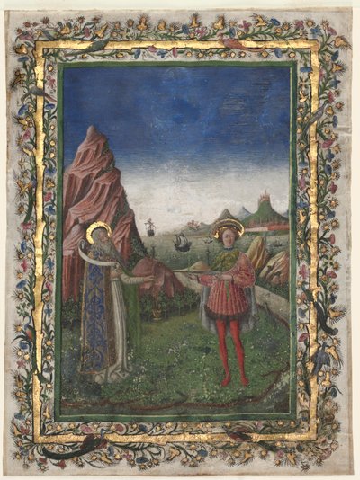 Single Leaf from a Missal: Two Male Saints av Unknown artist