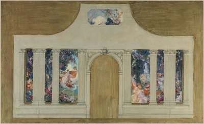 Skiss till en uppsättning: Farandole av unga kvinnor med blommor av Unknown artist