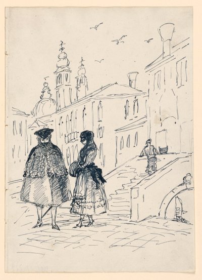 Skiss av en gatubild i Venedig av Unknown artist