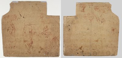 Skisser av hästar och ryttare (recto); Skisser av hästar (verso) av Unknown artist