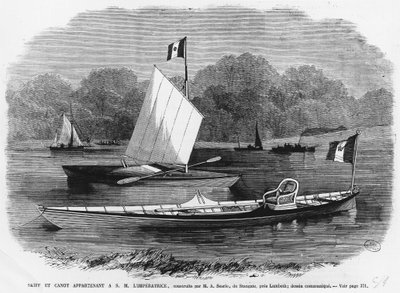 Skiff och kanot bredvid imperatrice, byggd av M.A. Searle de Stangate, nära Lambeth - gravyr av Unknown artist