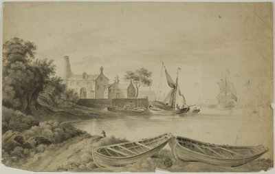 Liten holländsk hamn med frakt av Unknown artist