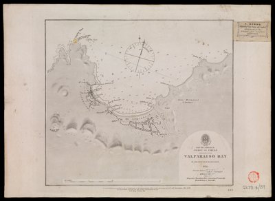 Sydamerika, Chiles kust - Valparaisobukten av officerarna på HMS "Beagle" 1835 av Unknown artist
