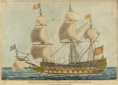 "Sovereign of the Seas" (1637), efter ett original av Willem Van de Velde d.ä. av Unknown artist