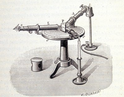 Spectroscope Bunsen and Kirchoff - i "" Physique populaire "" av Emile Desbeaux, Flammarion av Unknown artist