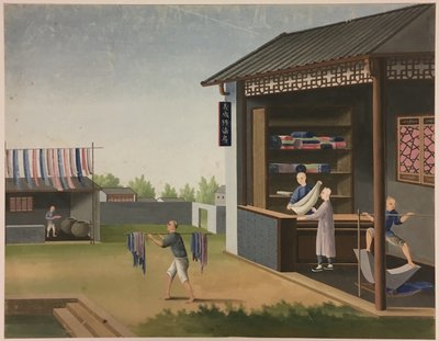 Spinning av tyg, beredning av teblad, beredning av silke av Unknown artist