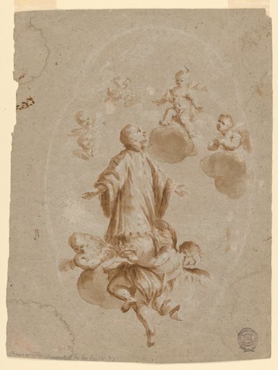 St. Aloysius Gonzaga tas emot i himlen av Kristusbarnet av Unknown artist