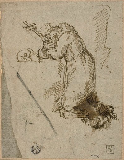 St Francis av Assisi i bön av Unknown artist
