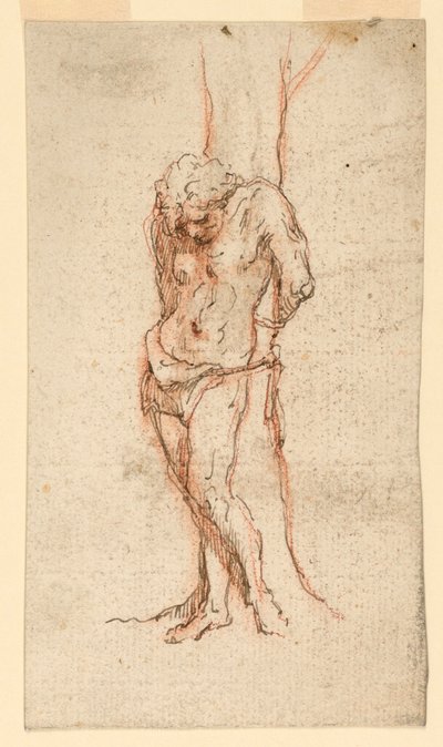 S:t Sebastian bunden till ett träd av Unknown artist