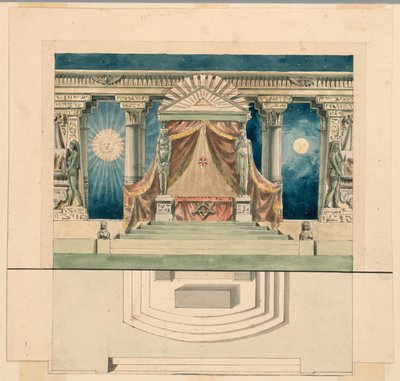 Scendesign, altare i egyptiskt tempel av Unknown artist