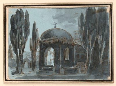 Scenografi, kapell på kyrkogården av Unknown artist