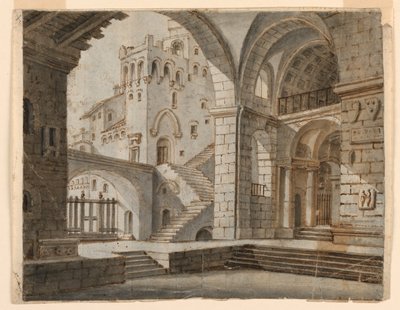Scenografi: Court i Gothic Castle av Unknown artist
