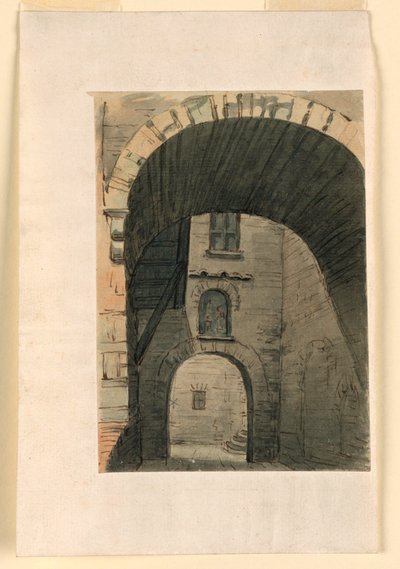 Scenografi, domstol i gammal byggnad av Unknown artist