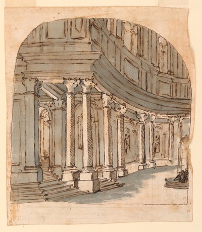 Scendesign: Curving Portico av Unknown artist