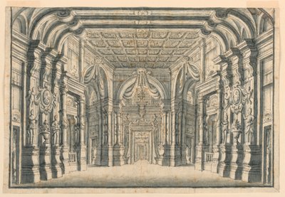 Scendesign: Interiör av slottssalar av Unknown artist