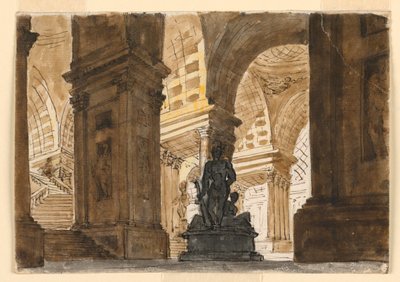 Scendesign, interiör av Palace Staircase av Unknown artist